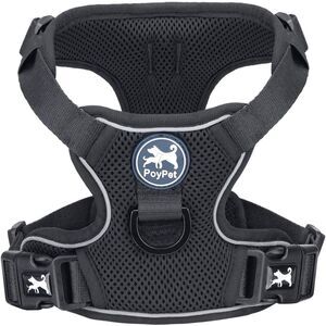 NEW Open Box PoyPet No Pull No Choke Reflective Adj. (Black XL) Dog Harness/Vest
